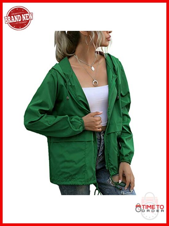 Jackets & Blazers - Waterproof Rain Jacket Hooded Lightweight Windbreaker with Pockets